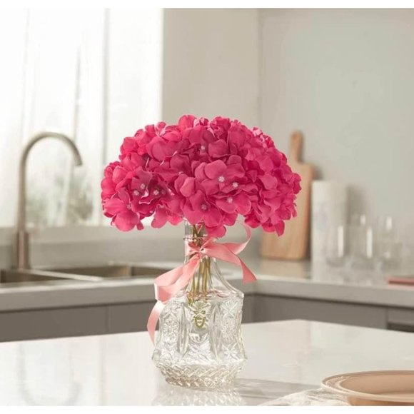 10 Pack | Fuchsia Pink Hydrangeas Flowers Wedding Bouquet Floral Centerpiece - Picture 3 of 4